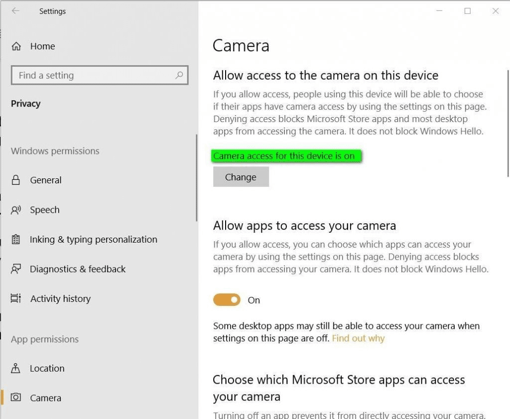 Enable privacy setting on Windows