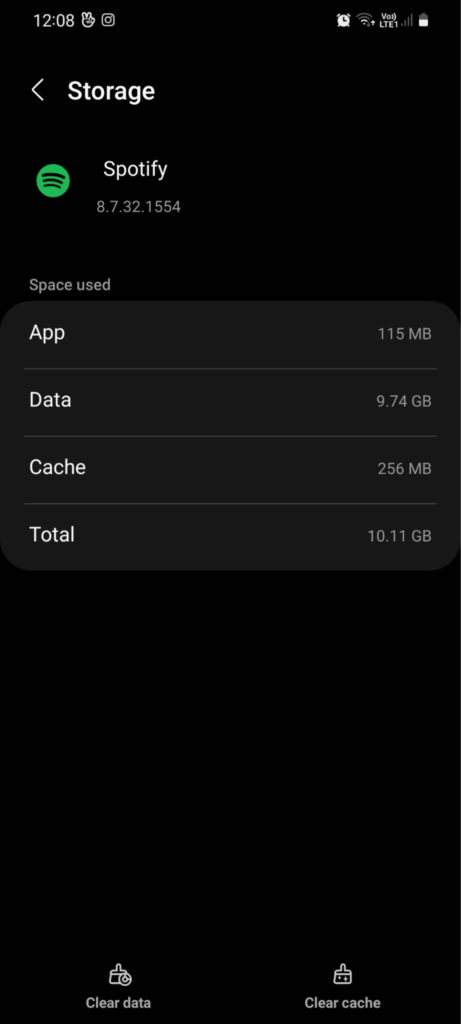 Clear the Spotify app cache on Android