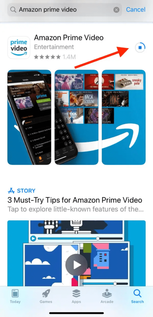 Installation of Amazon Prime Video for iOS