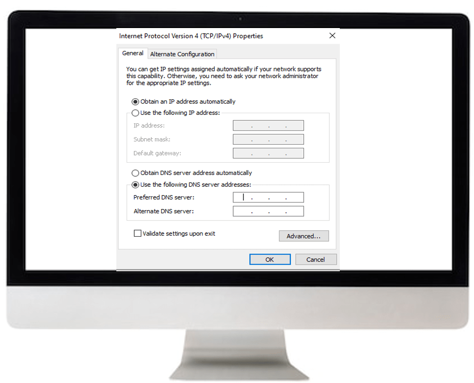 Changing DNS settings on Windows