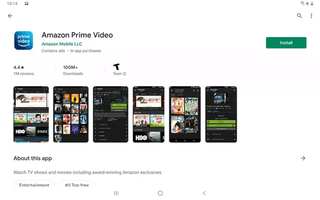 Installation of Amazon Prime Video for Android