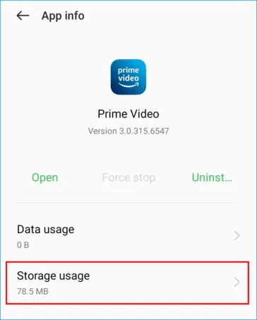 Clear app cache on Android to fix Amazon Prime Video downloads disappeared