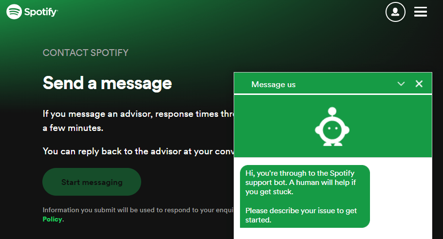 Report the problem to Spotify customer support to fix Spotify has no sound