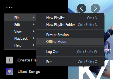 Use offline mode on desktop to fix Spotify stops playing songs