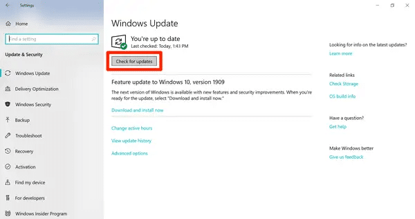 Check for device updates on Windows