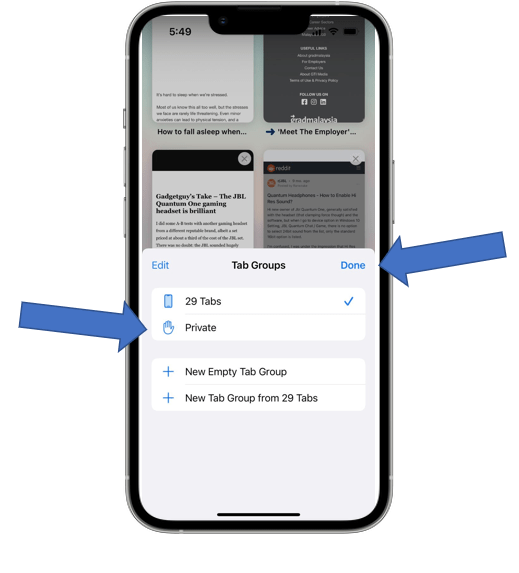 Load webpage in incognito mode on iOS
