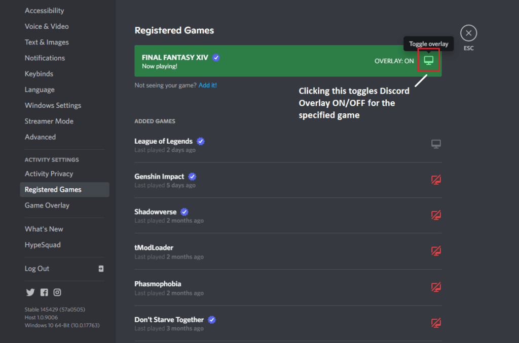 Enable Discord overlay