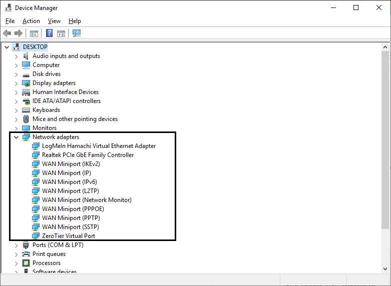 Manually updating drivers in the device manager