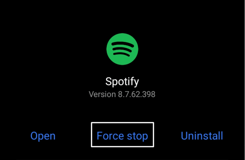 Force close the Spotify app on Android
