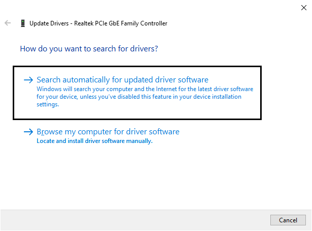 Manually updating drivers in the device manager