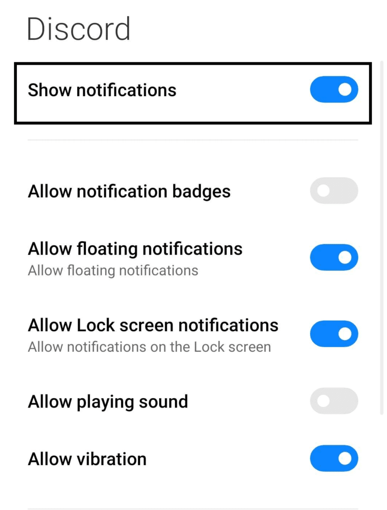 Enable Discord notifications in your device on mobile