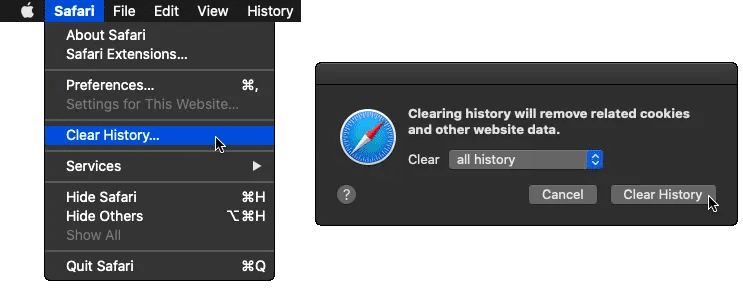 Delete and clear the web browser cache and data files on macOS