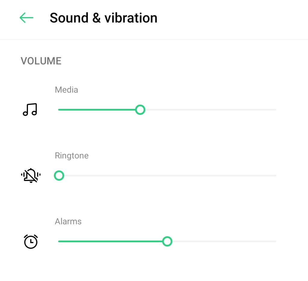 Check volume settings on mobile