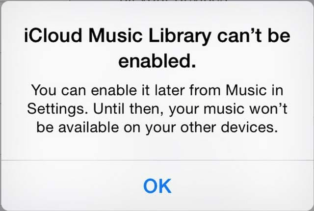 Enable iCloud music library