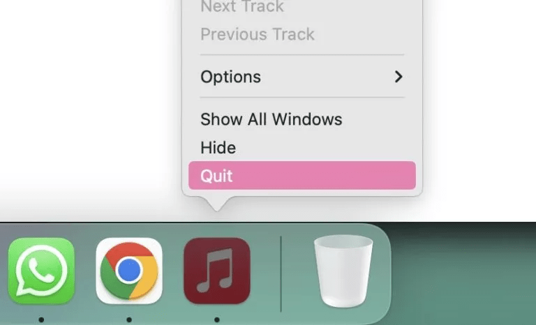 Restart the Apple Music app on macOS to fix Apple Music not working