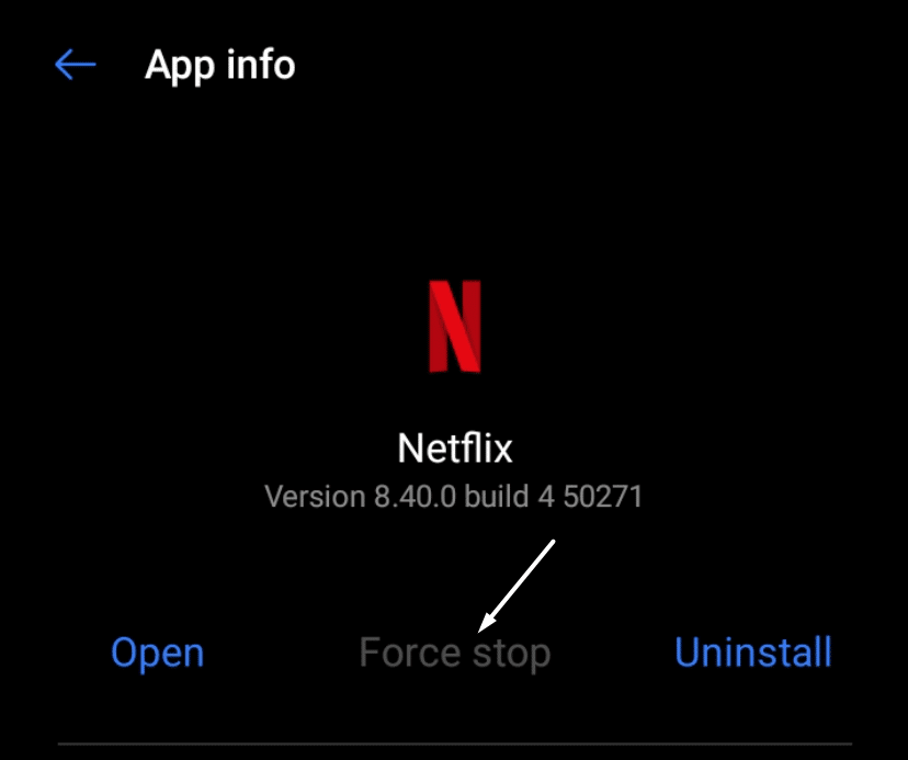 Force close the Netflix app on Android