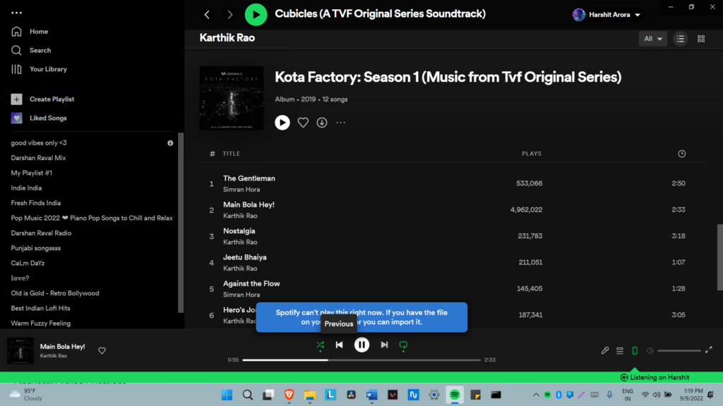 Fix Spotify can't play this right now error