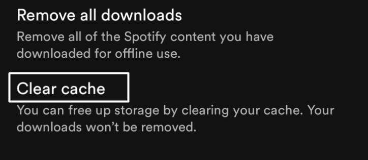 Clear Spotify cache files on mobile