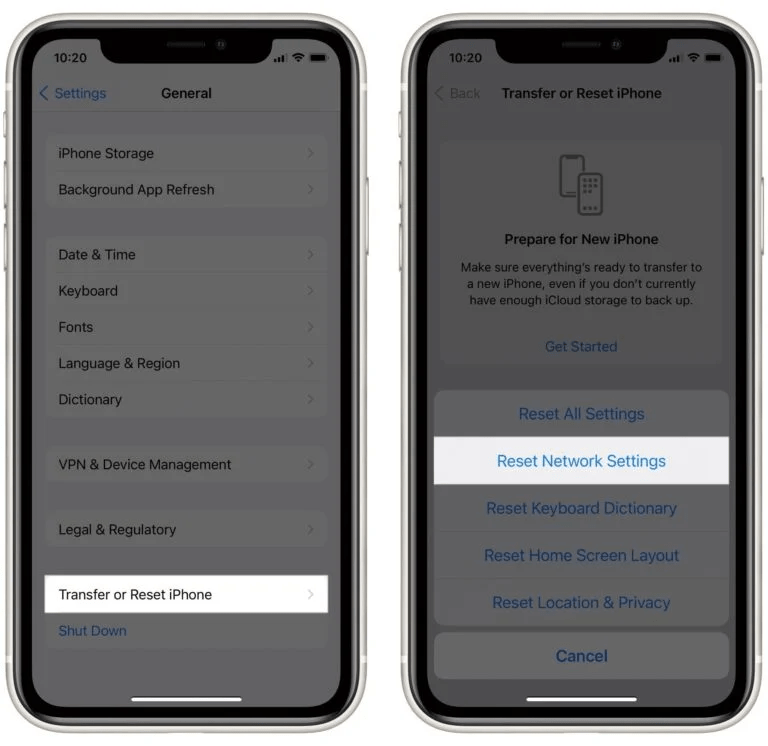 Restart all network settings on iOS to fix Apple Music not working