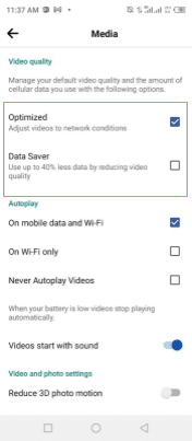 Disable the data saver in your facebook App to fix the Facebook scrolling lag issue