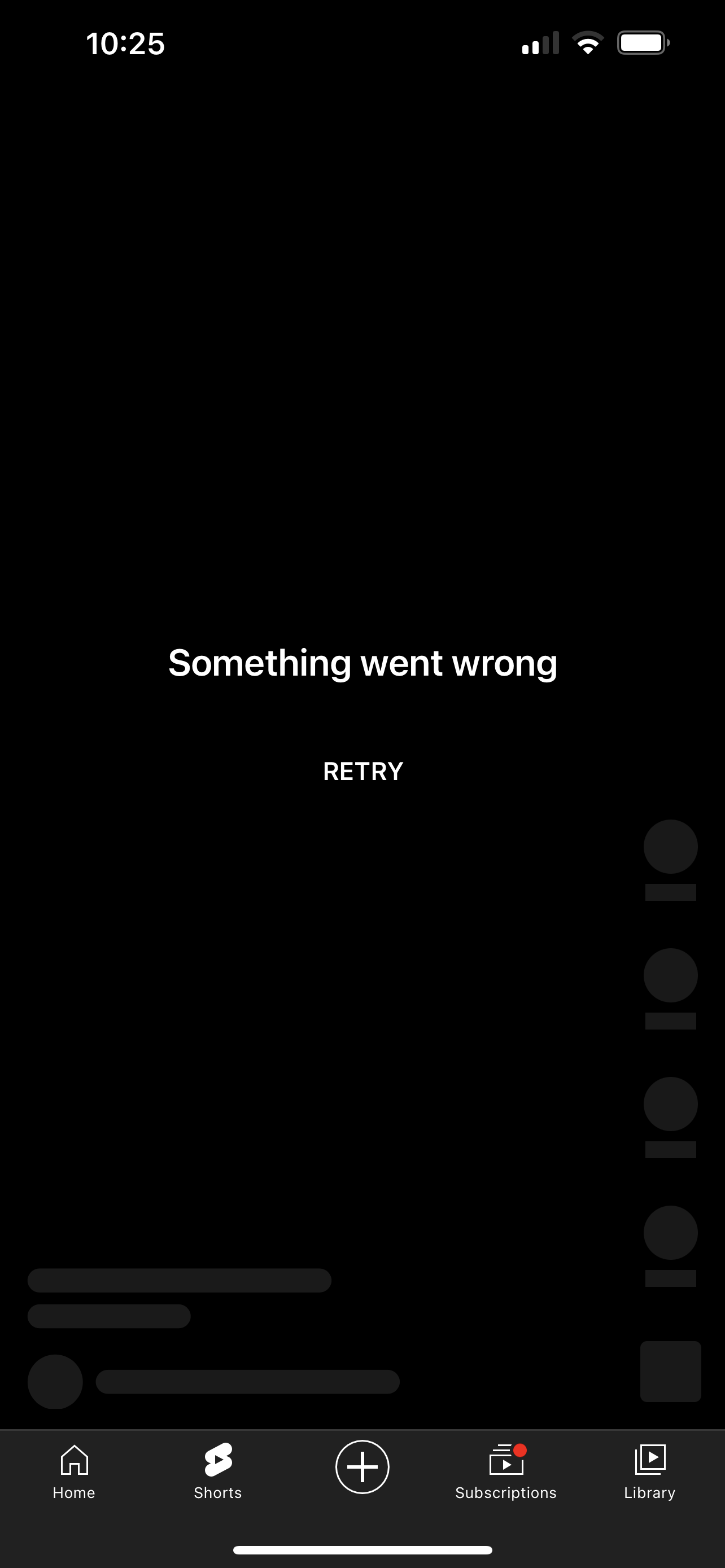 YouTube Shorts "Something went wrong" error message and keep buffering or aren't showing, working, playing, or loading