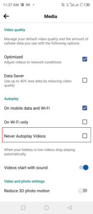 Turn off video autoplay on your phone to fix the Facebook scrolling lag issue