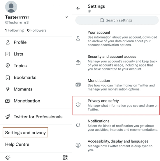 Disable protected Tweets feature to fix Twitter search not working