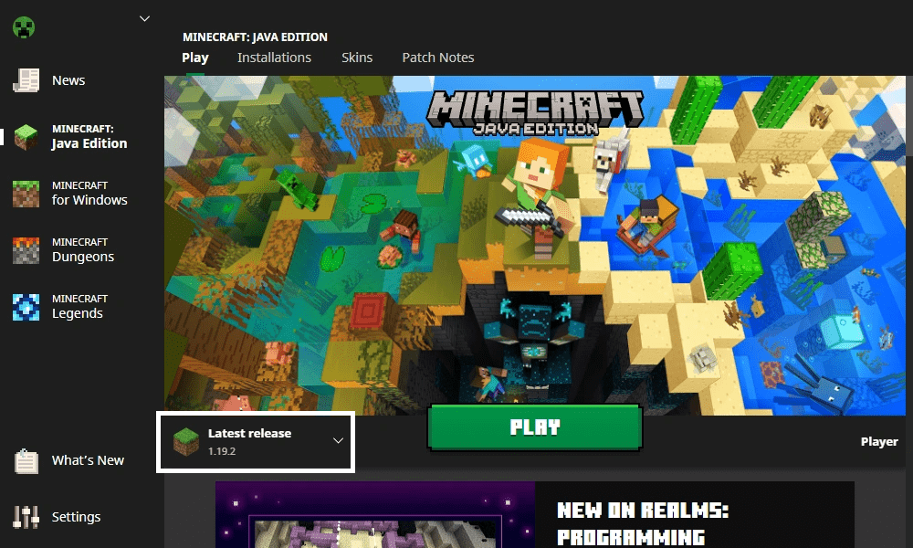 Check and update your Minecraft on desktop to its latest version