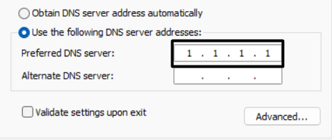 Change your DNS settings on Windows