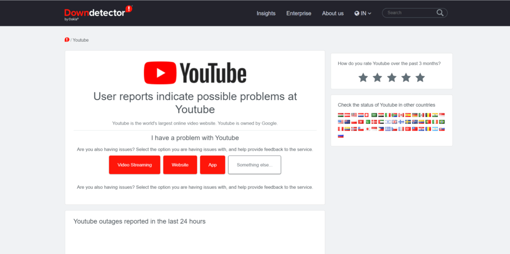 Check if YouTube servers are down to fix YouTube shorts not showing