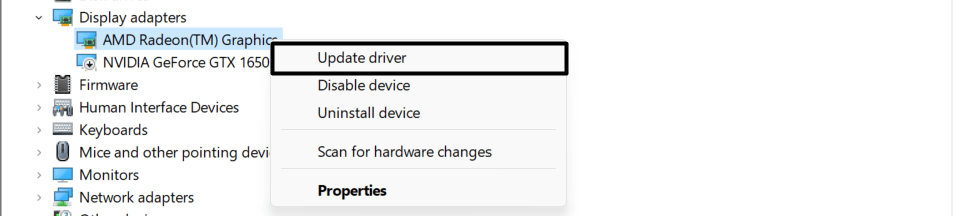 Update the display adapter drives on desktop