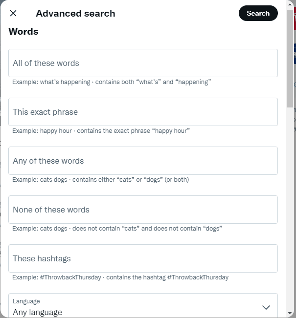 Use the advanced search method on Twitter website
