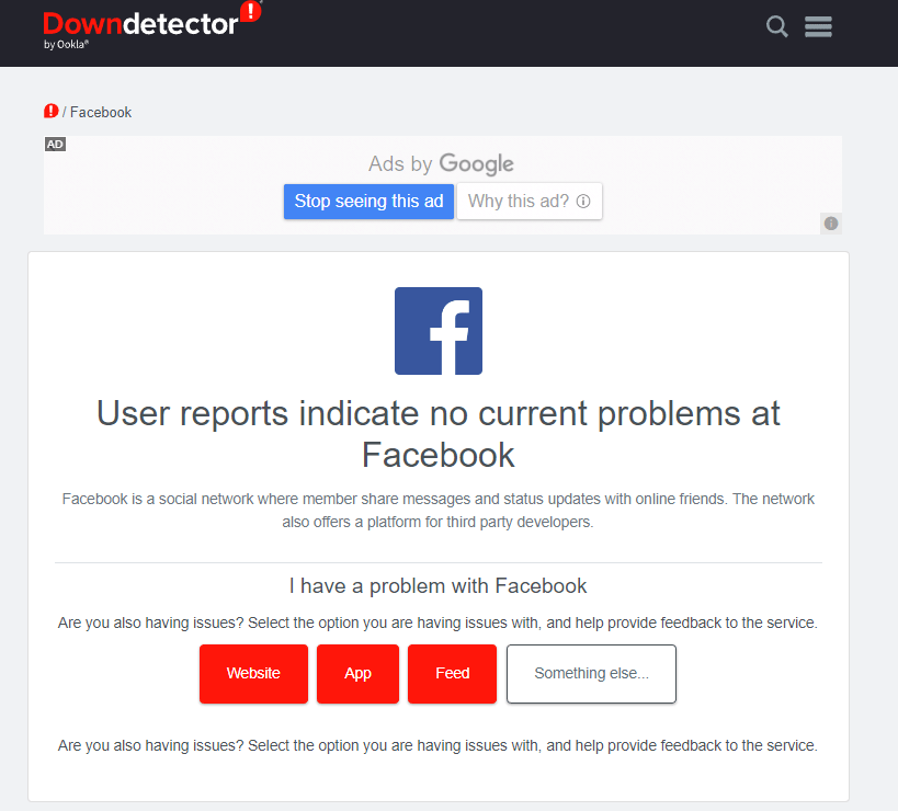 Check the Facebook server status