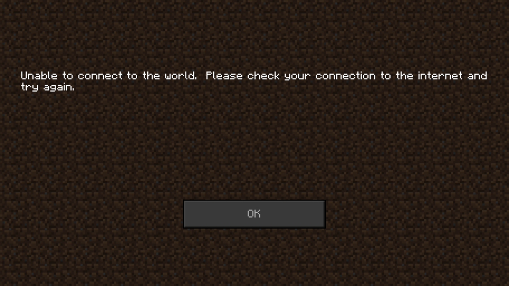 Types of Minecraft World connection problems