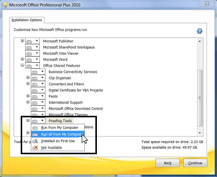 Installing proofing tools for Microsoft Word