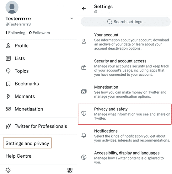 Search Twitter account with sync contacts method to fix Twitter search not working