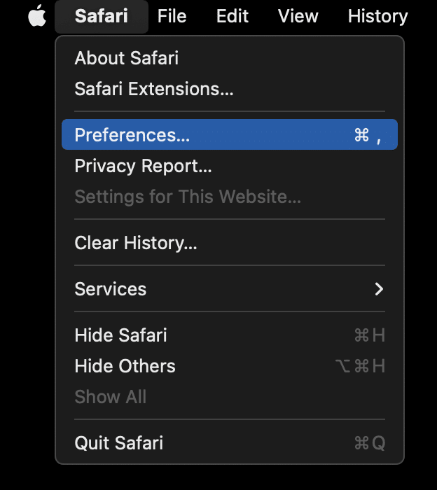Clear web browser cache on Safari to fix Spotify web player not working