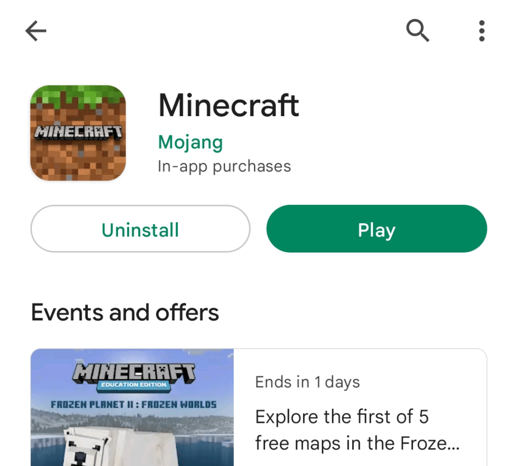 Check and update your Minecraft version on mobile to fix Minecraft World connection not working