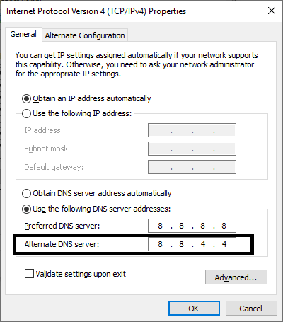 Set your DNS address on desktop