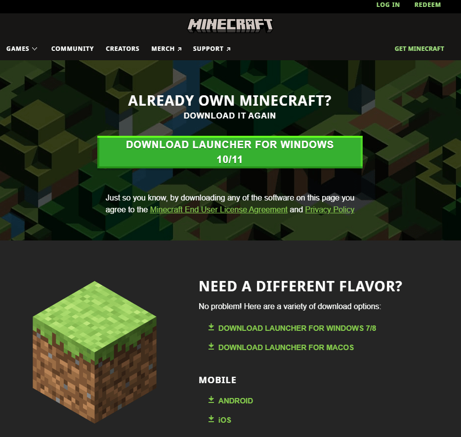 Check and update your Minecraft to its latest version on desktop to fix Minecraft multiplayer not working
