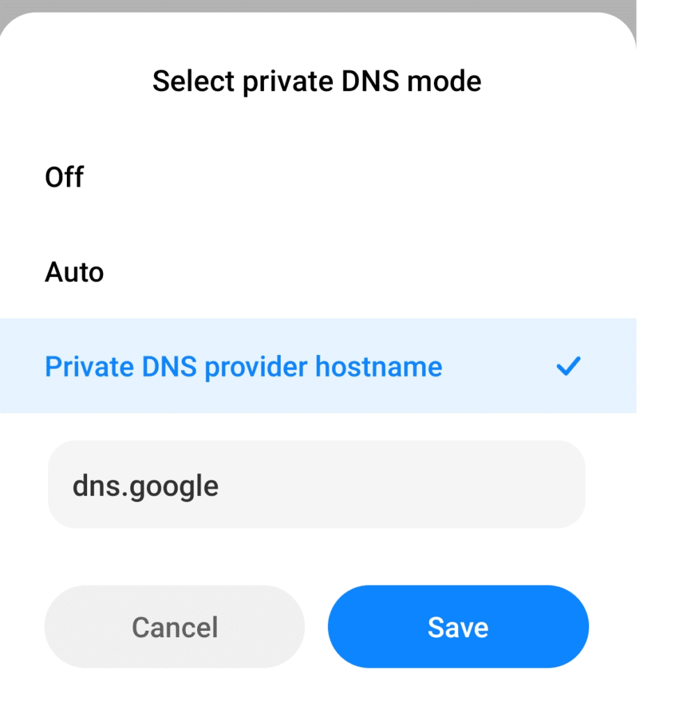 Change your DNS settings for mobile