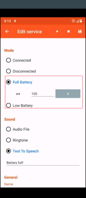 Change the charging sound on android using a third-party battery sound notification app