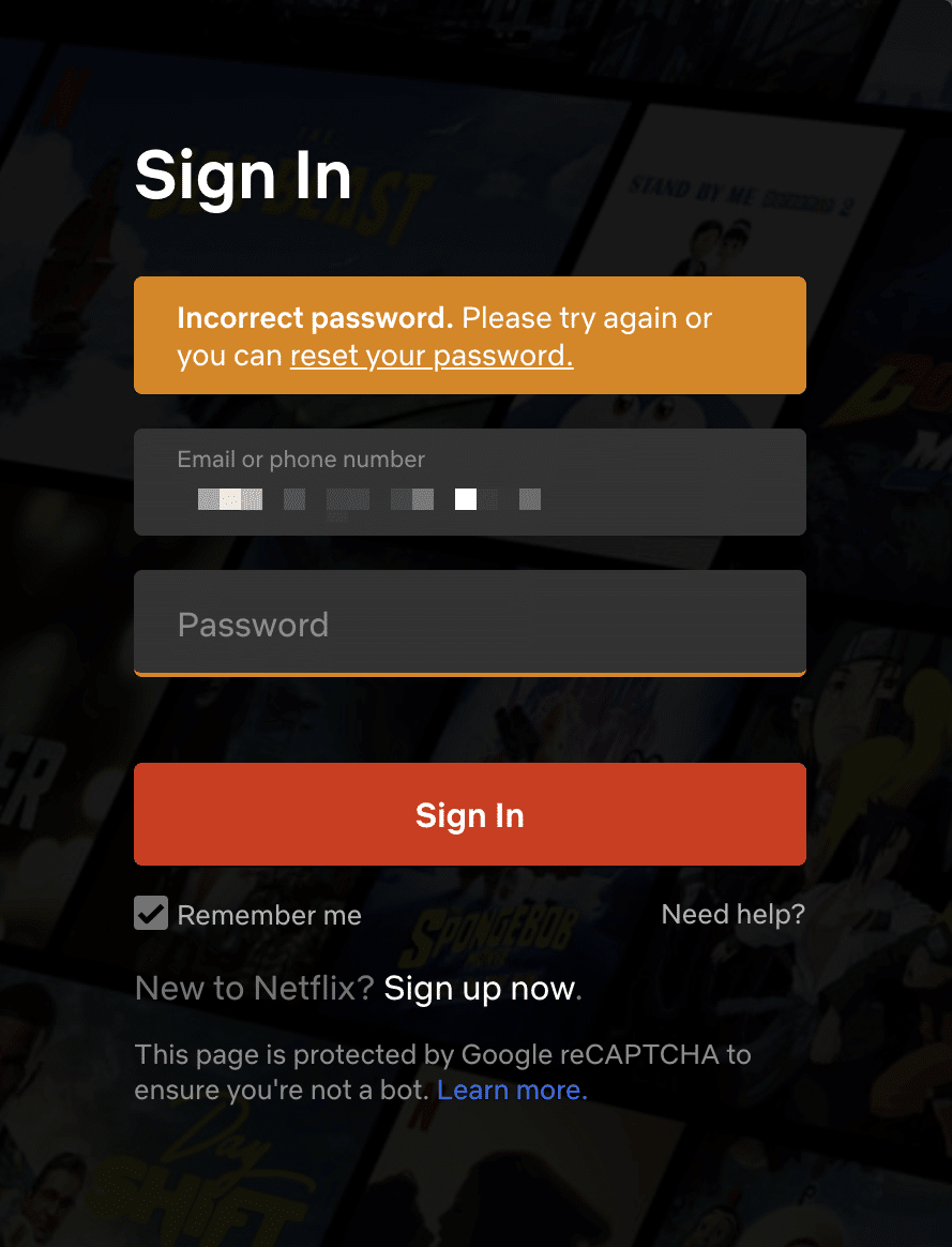 Can't log in or sign in to netflix, netflix login problem, incorrect password