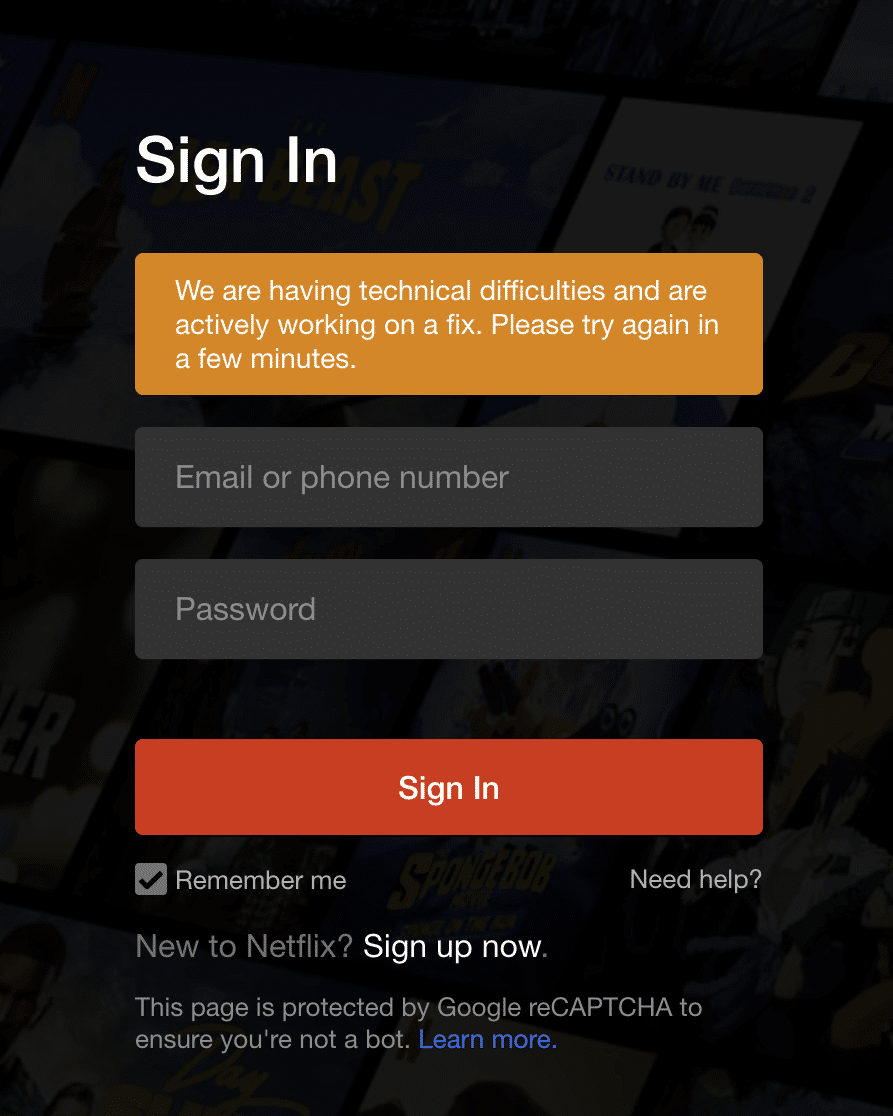 Can't log in or sign in to netflix, netflix login problem, technical difficulties