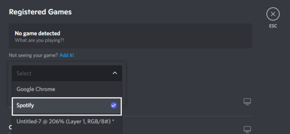 Add Spotify to your list of registered games in Discord