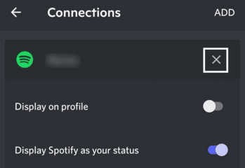Check and reconnect your Spotify connection to Discord on mobile