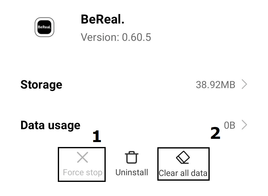Clear out the BeReal app cache and data
