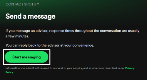 Contact the Spotify support team