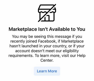 Facebook Marketplace not working problems