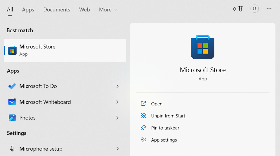 Search for Facebook app in Micorsoft store